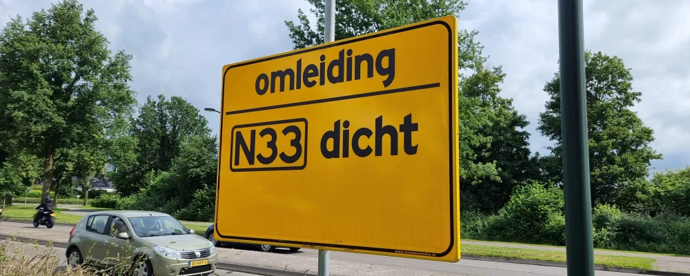 N33 gesloten voor onderhoud